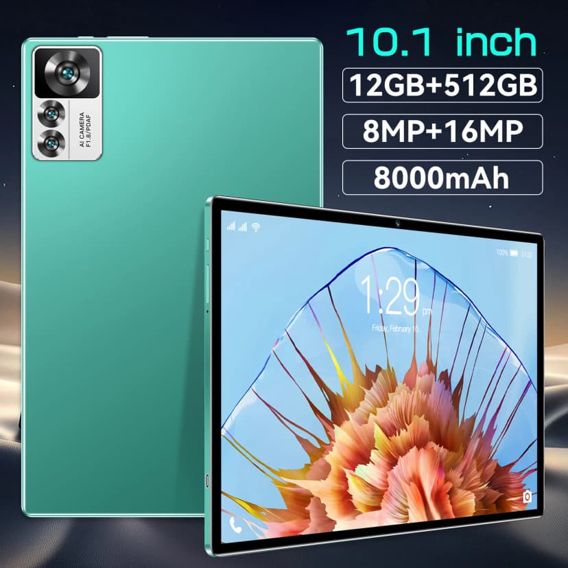 Android 14 10.1" Tablet - 12GB RAM, 512GB Storage, Dual SIM, 4G/5G